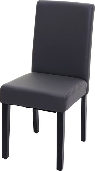 Jídelní židle Littau, kuchyňská židle židle, Imitace kůže šedá matná, tmavé nohy