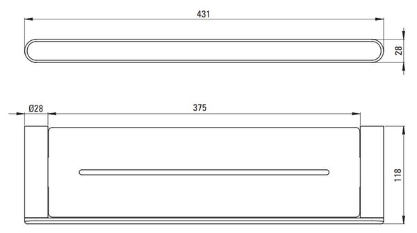 Deante Round příslušenství, nástěnná polička 431 mm, zlatá matná, DEA-ADR_R511
