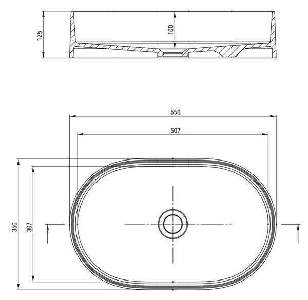 Deante Silia, granitové umyvadlo na desku 550x350x125 mm, černá matná, DEA-CQS_NU6S