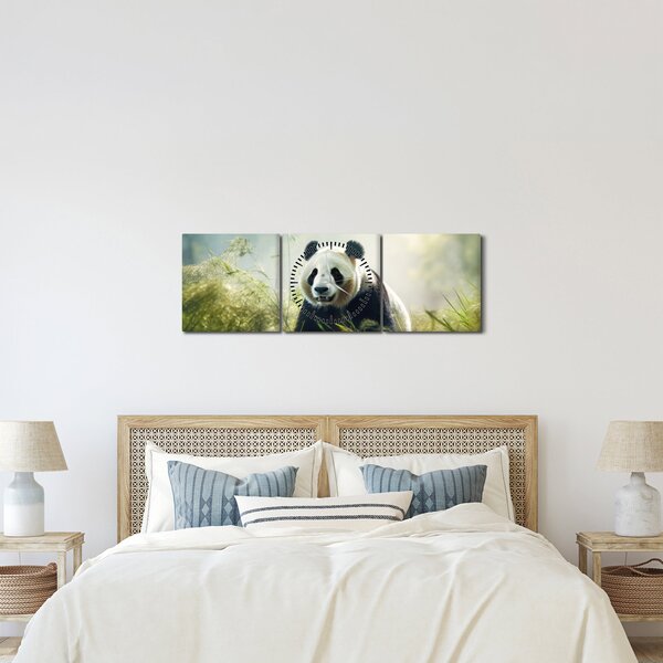 Obraz - Panda (s hodinami) (90x30 cm)
