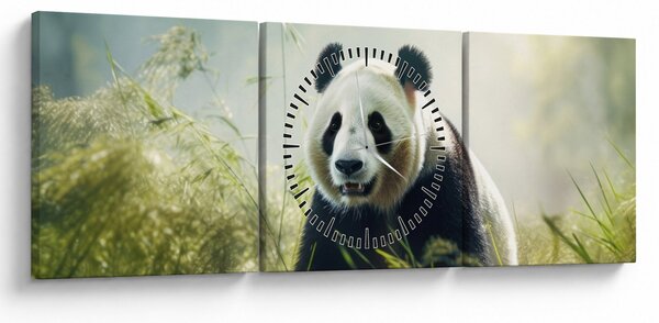 Obraz - Panda (s hodinami) (90x30 cm)