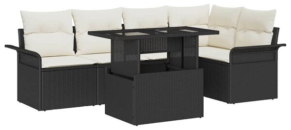 Sada zahradních pohovek 6 ks Černá [Syntetika]: Poly Ratan 3357020