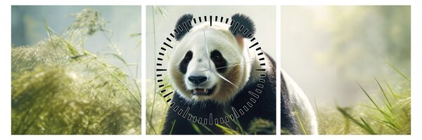 Obraz - Panda (s hodinami) (90x30 cm)