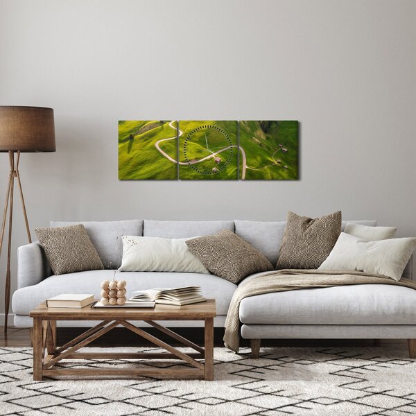 Obraz - Náhorní louka (s hodinami) (90x30 cm)