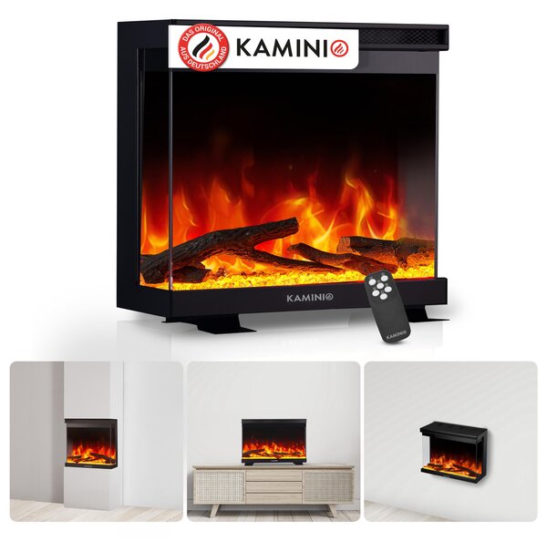 KAMINIO Elektrický krb LEA – Elektrický krb 3 v 1 s panoramatickým výhledem, topením, 3D efektem plamenů, 12 barvami plamenů, dálkovým ovládáním – 24 palců