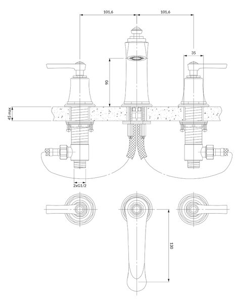 Omnires Armance umyvadlová baterie stojící chrom AM5214CR