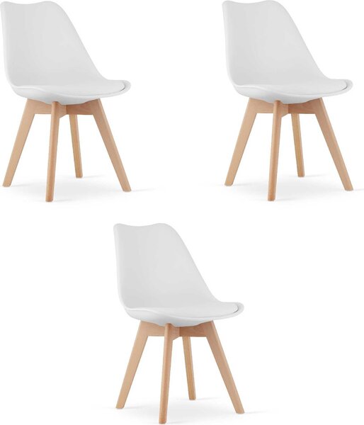 Židle Valora MARK bílá sada 3 ks | Trio elegantních bílých židlí