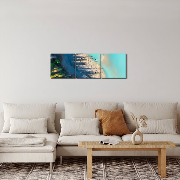 Obraz - Pohled na jezero (s hodinami) (90x30 cm)