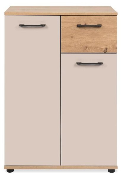 2dveřová, 1zásuvková příborník v dubovém a kašmírovém provedení, šířka 60 cm - LINO