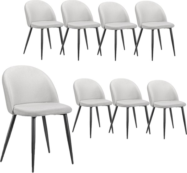 Jídelní židle AIORBER, 8-St, plátěná, černý kovový rám, měkké čalounění, ergonomická, stabilní a odolná, do jídelny, 45x54x78cm, béžová barva