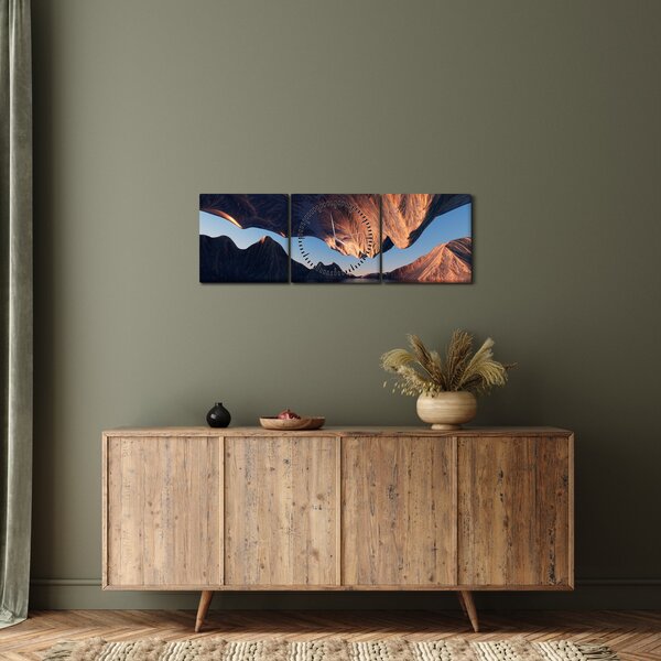 Obraz - 3D útesy (s hodinami) (90x30 cm)