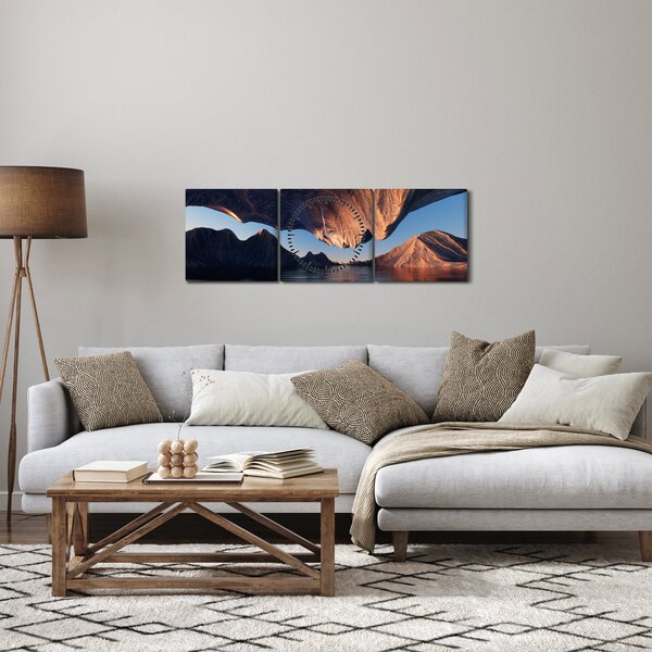 Obraz - 3D útesy (s hodinami) (90x30 cm)