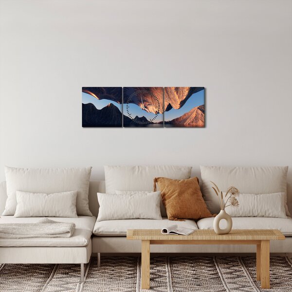 Obraz - 3D útesy (s hodinami) (90x30 cm)