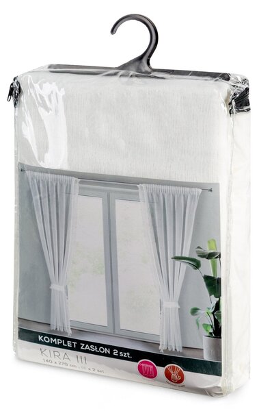 ZÁCLONA NA PÁSCE KIRA3, SADA 2KS 140X270 CM BÍLÁ