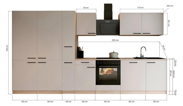 KUCHYŇSKÝ BLOK 370 cm Respekta - Online Only kuchyňské linky, Online Only
