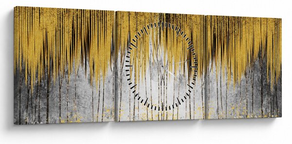 Obraz - Zlaté čáry (s hodinami) (90x30 cm)