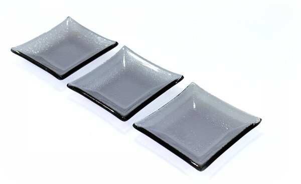 BDK-GLASS Skleněná rautová miska na máslo 9,5x9,5cm - šedá