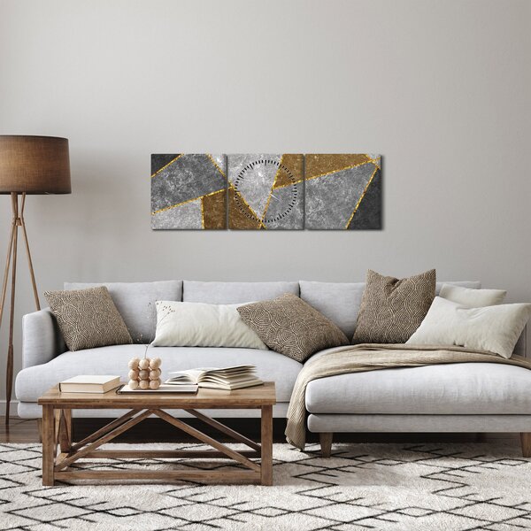 Obraz - Imitace materiálů (s hodinami) (90x30 cm)