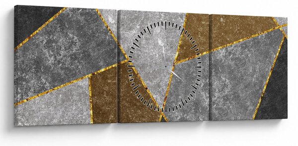 Obraz - Imitace materiálů (s hodinami) (90x30 cm)