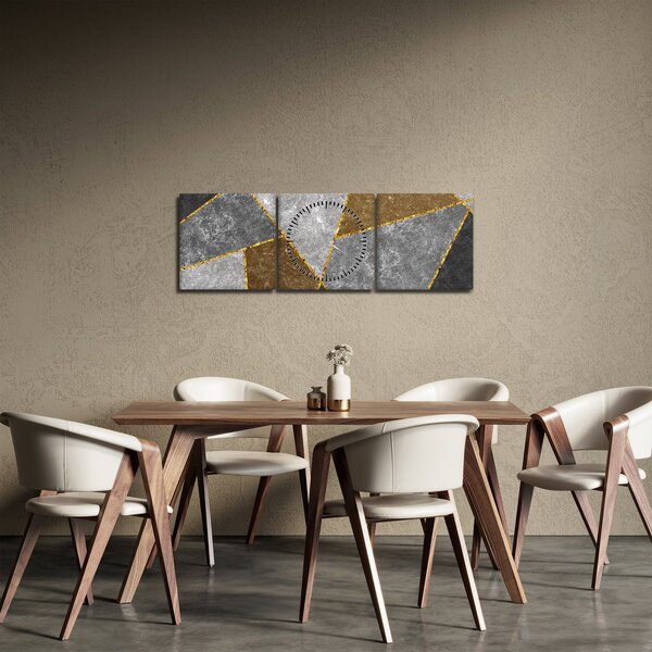 Obraz - Imitace materiálů (s hodinami) (90x30 cm)