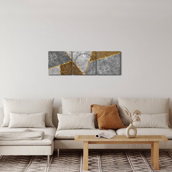 Obraz - Imitace materiálů (s hodinami) (90x30 cm)