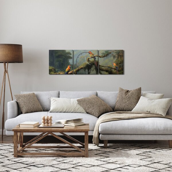 Obraz - Tropický les (s hodinami) (90x30 cm)