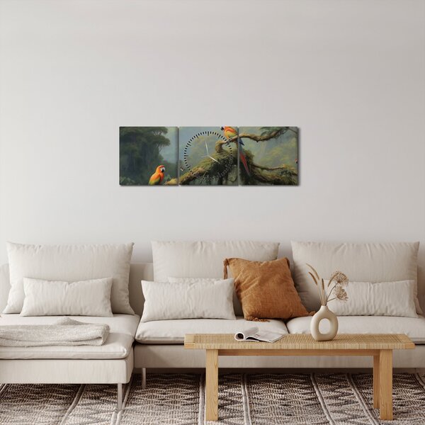 Obraz - Tropický les (s hodinami) (90x30 cm)