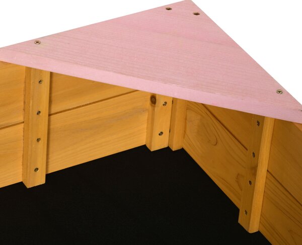 Dětský dřevěný pískoviště Outsunny čtvercové pro děti od 3 do 8 let s neprodyšnou látkou a 4 sedadly pro zahradu, terasu, 109x109x19,8 cm přírodní | A
