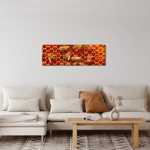 Obraz - Medová plástev (s hodinami) (90x30 cm)