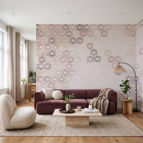 Fototapeta Bílé pozadí s mnoha malými černými a červenými vzory, Abstraktní fototapety, Populární fototapety - Tapeko.co.cz