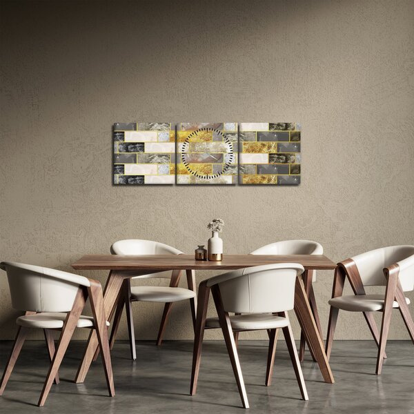 Obraz - Dekor s texturami (s hodinami) (90x30 cm)