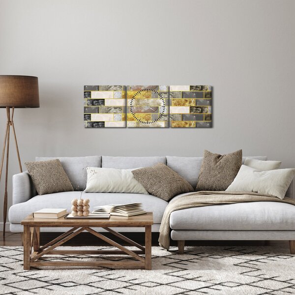 Obraz - Dekor s texturami (s hodinami) (90x30 cm)