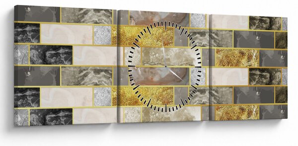 Obraz - Dekor s texturami (s hodinami) (90x30 cm)