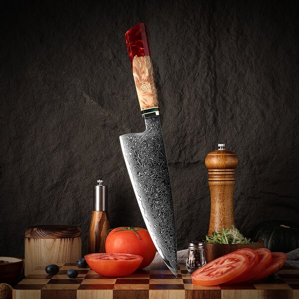 Japonský šéfkuchařský nůž z damaškové oceli SaKuRo Red 20,3 cm