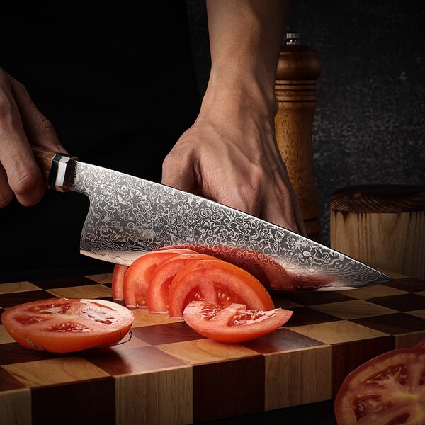 Japonský šéfkuchařský nůž z damaškové oceli SaKuRo Red 20,3 cm