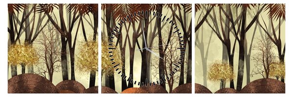 Obraz - Dekorativní les (s hodinami) (90x30 cm)