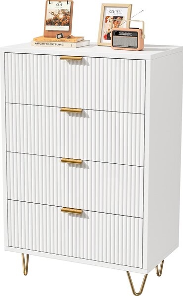 Příborník ProximaX bílý se 4 zásuvkami, moderní komoda do jídelny a obývacího pokoje