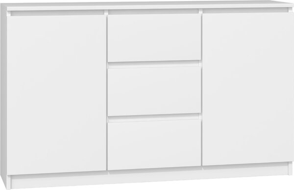 Topeshop 2D3S BIEL, Bílá, 3 zásuvka/zásuvek, Dřevotřískové desky, Jednobarevný, Moderní, Dřevotřískové desky