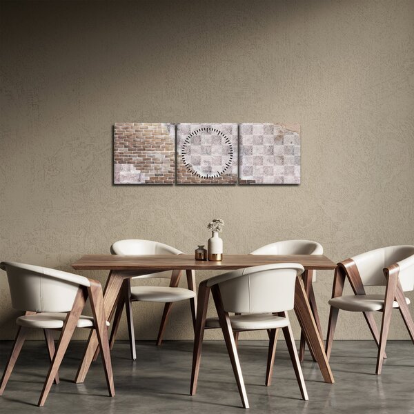 Obraz - Cihlová zeď (s hodinami) (90x30 cm)