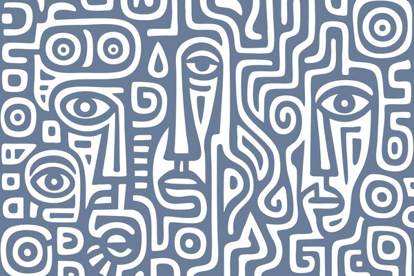 Fototapeta Vzor tváří a čar, Abstraktní fototapety, Populární fototapety - Tapeko.co.cz