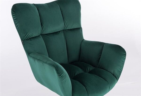 LuxuryForm Křeslo AURORA VELUR na zlatém kříži - zelené