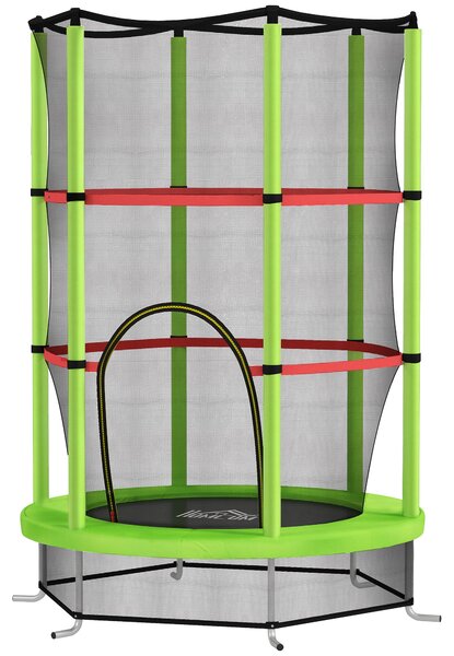 HOMCOM Dětská trampolína Ø140x190 cm pro děti 3-6 let se bezpečnostní sítí, 45 kg nosnost, interiérová zelená | Aosom