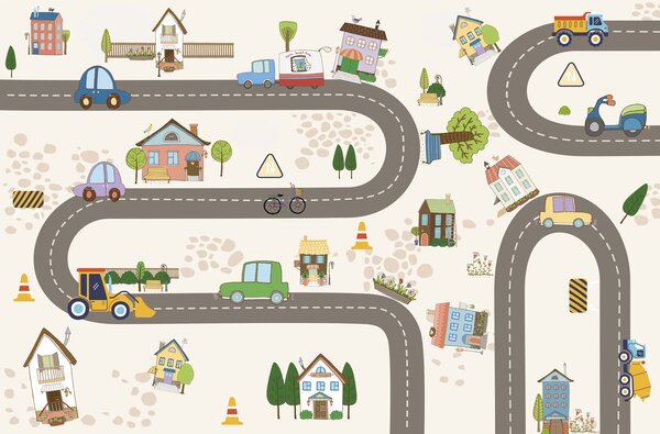 Fototapeta Mapa města, Dětské fototapety, Populární fototapety - Tapeko.co.cz