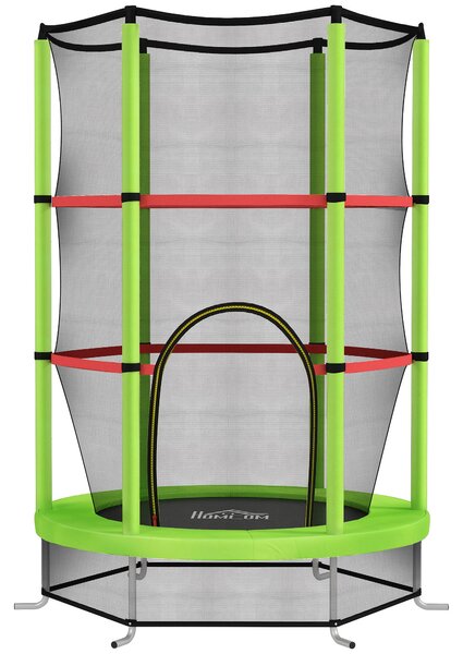 HOMCOM Dětská trampolína Ø140x190 cm pro děti 3-6 let se bezpečnostní sítí, 45 kg nosnost, interiérová zelená | Aosom