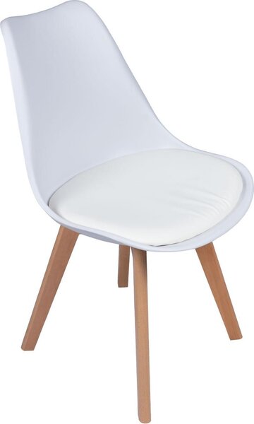 Bauerkraft G-508 Moderní skandinávská židle s poduškou, bílá