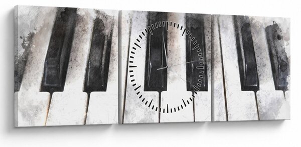 Obraz - Piano, aquarel (s hodinami) (90x30 cm)