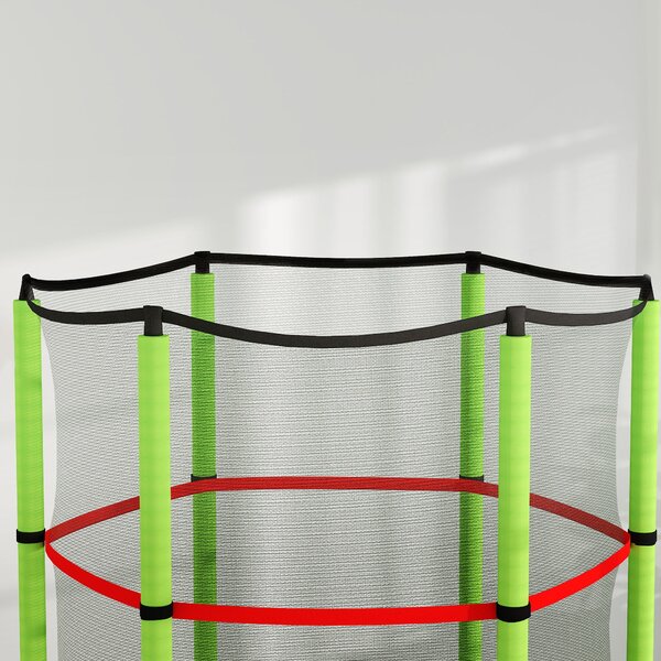 HOMCOM Dětská trampolína Ø140x190 cm pro děti 3-6 let se bezpečnostní sítí, 45 kg nosnost, interiérová zelená | Aosom