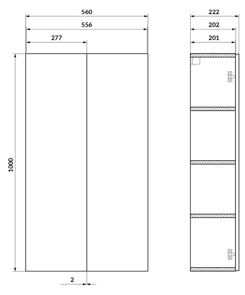Cersanit Moduo souprava rámu 56x22.2x100 cm boční závěsná dub S1026-046