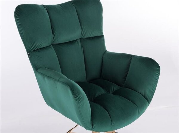LuxuryForm Křeslo AURORA VELUR na zlatém talíři - zelené