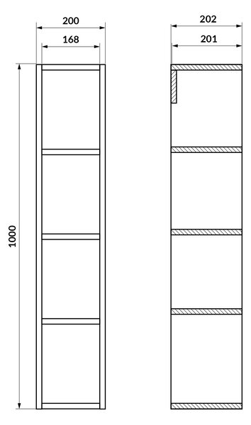 Cersanit Moduo souprava rámu 20x20.2x100 cm boční závěsná dub S1026-045